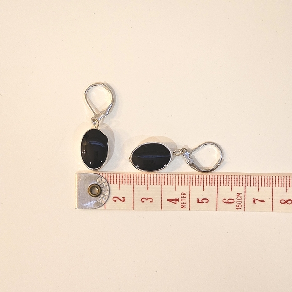 Black and Silver Vintage Drop Earrings - Picture 2 of 3